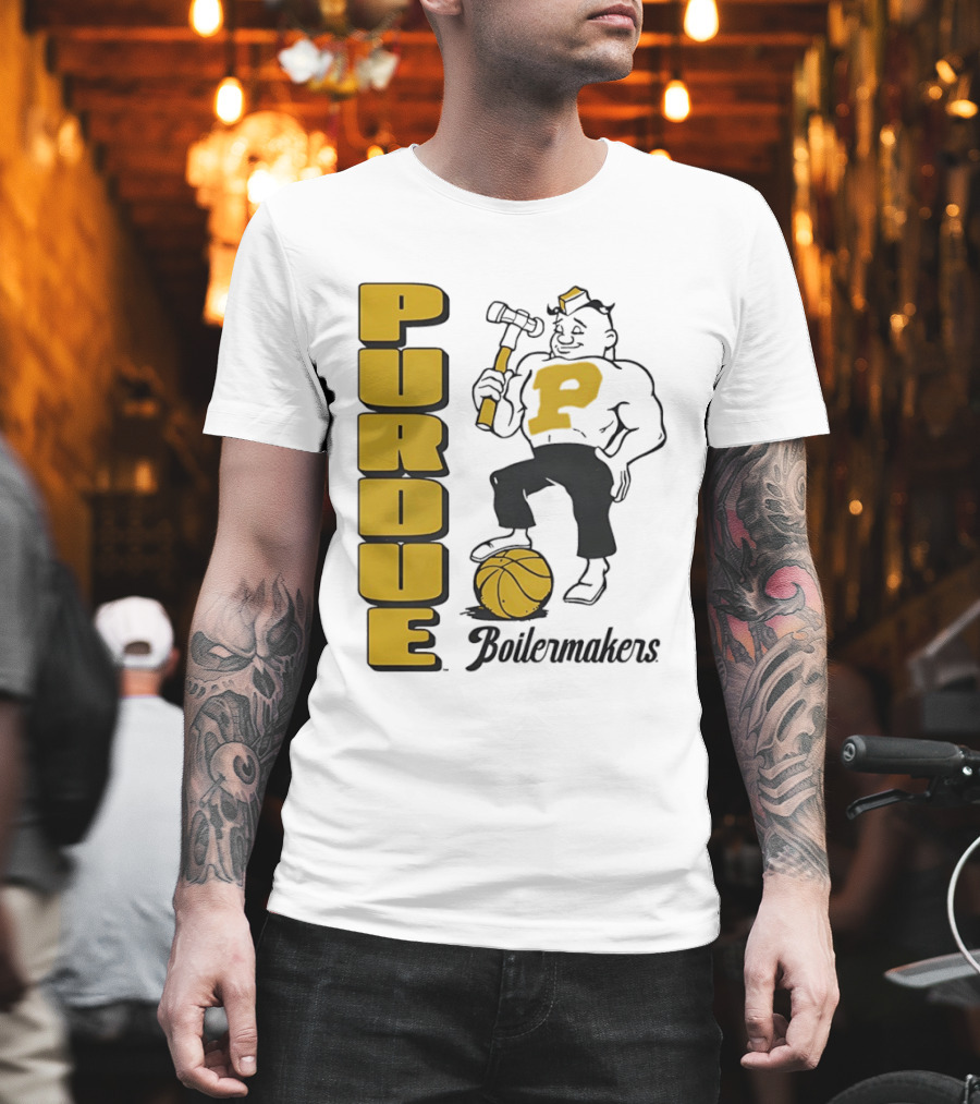 Purdue Boilermakers Basketball Hammer 1970s Retro Team T-Shirt