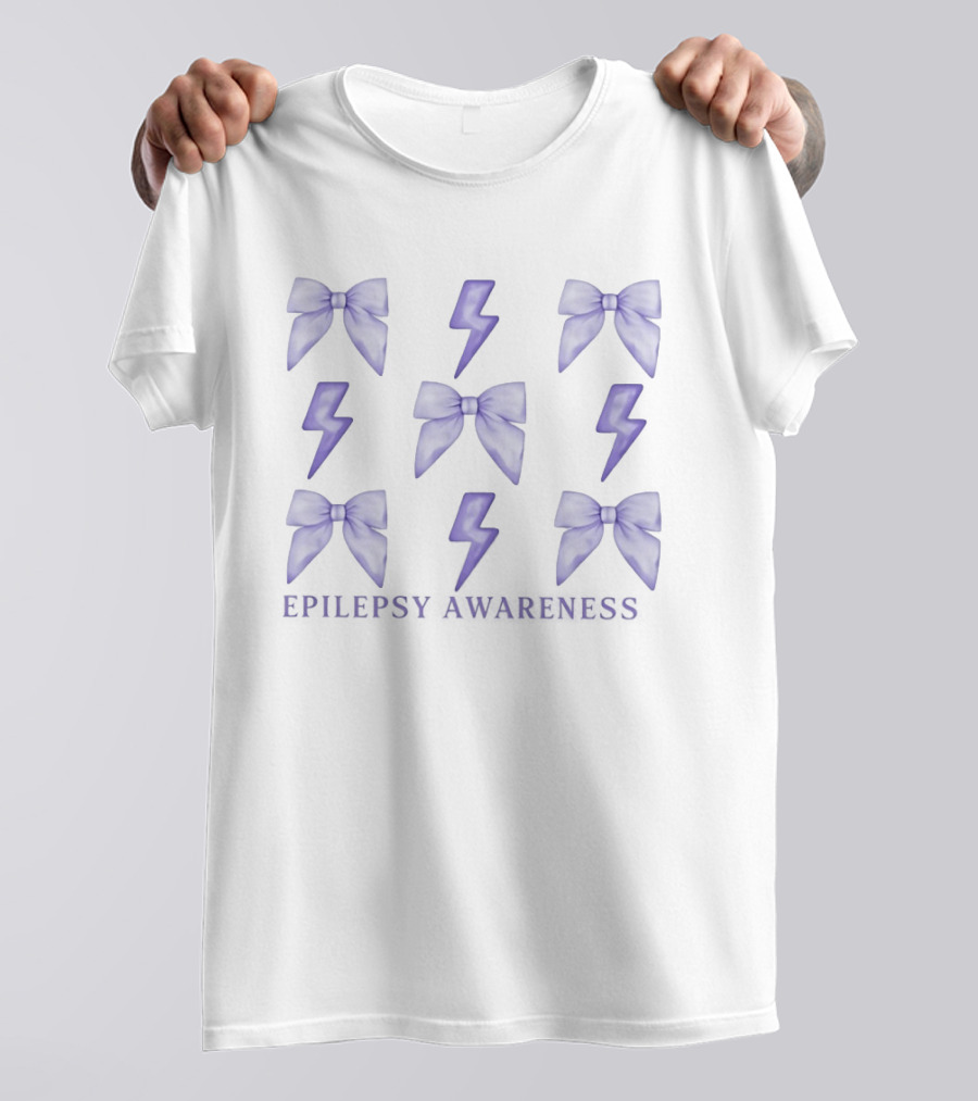 Epilepsy Awareness Purple Lightning And Bows T-Shirt