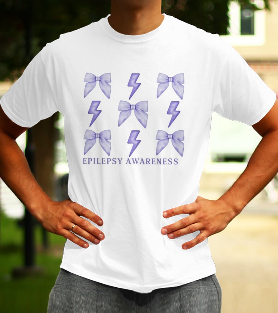 Epilepsy Awareness Purple Lightning And Bows T-Shirt