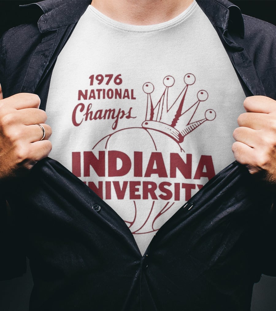 Indiana University 1976 National Champs Basketball Crown T-Shirt