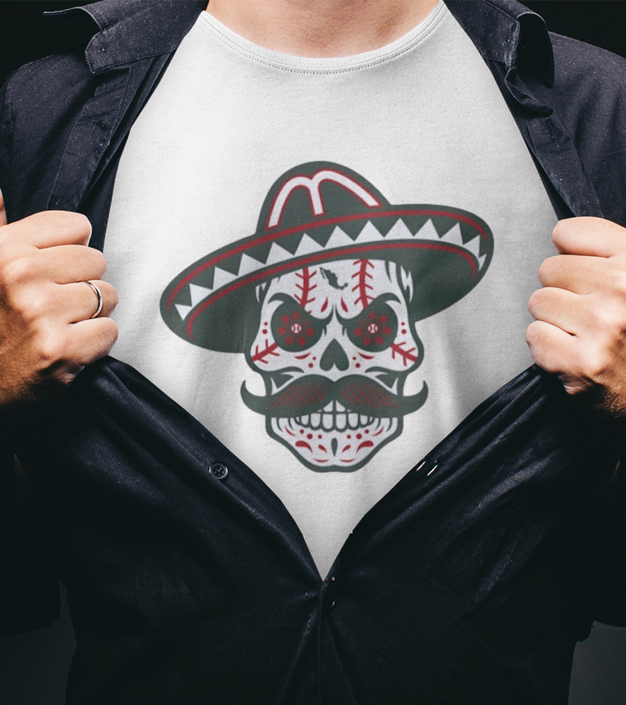 Skull Calaveras Mexico Sombrero Sugar Skull Baseball T-Shirt