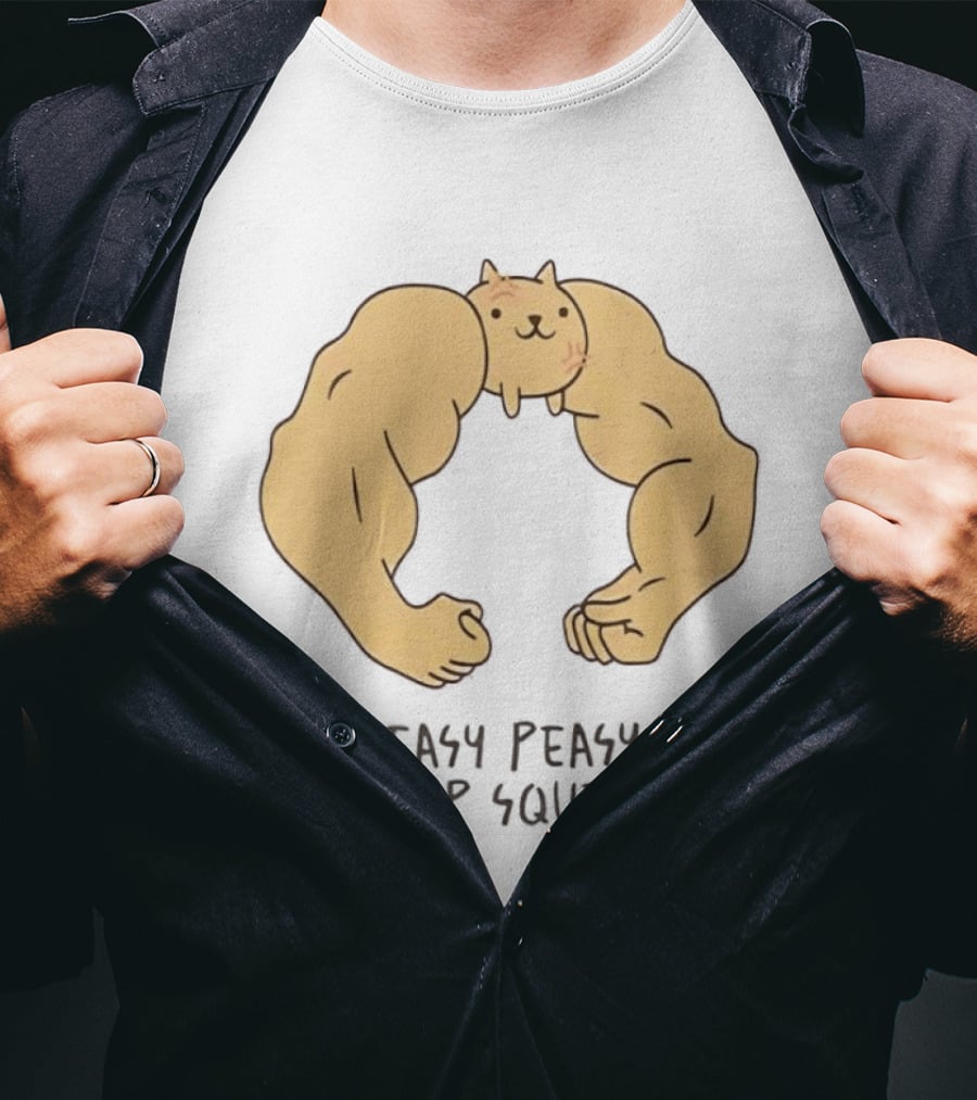Easy Peasy Bicep Squeezy Buff Cat Muscular Arms T-Shirt