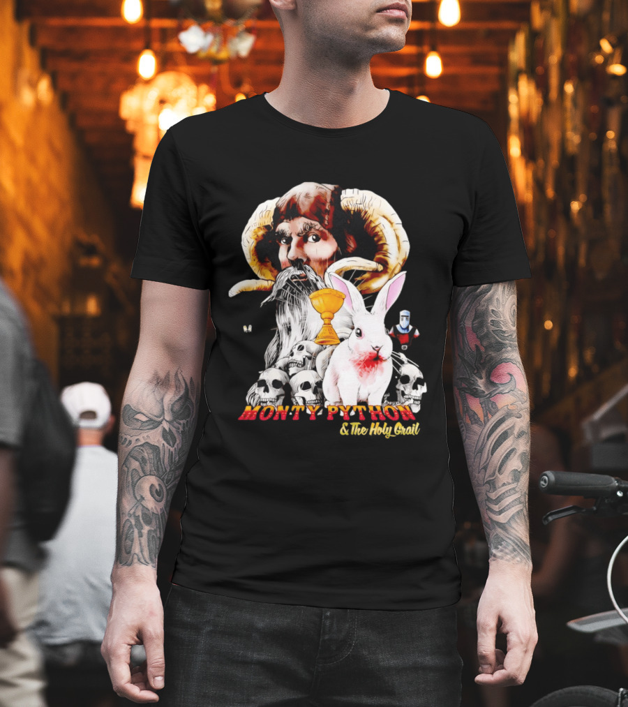 Monty Python And The Holy Grail Tim The Enchanter Killer Rabbit Grail Skulls T-Shirt