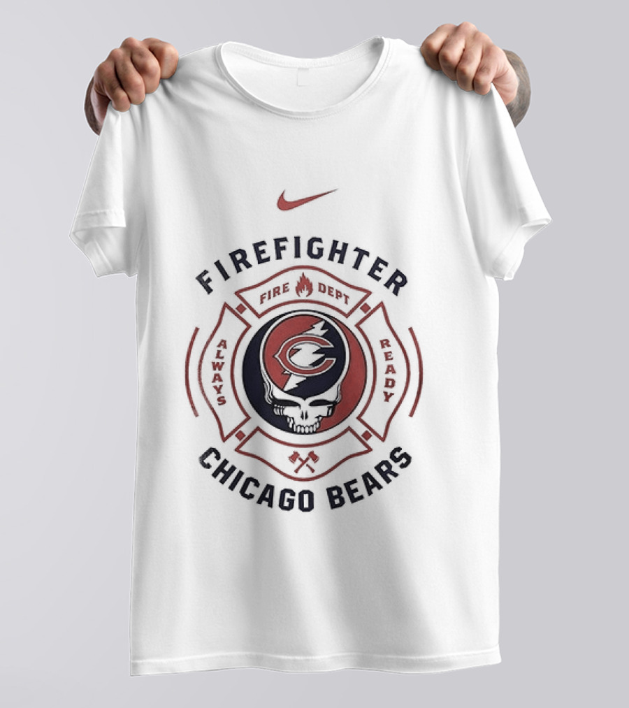 Nike Firefighter Chicago Bears Grateful Dead Collaboration T-Shirt