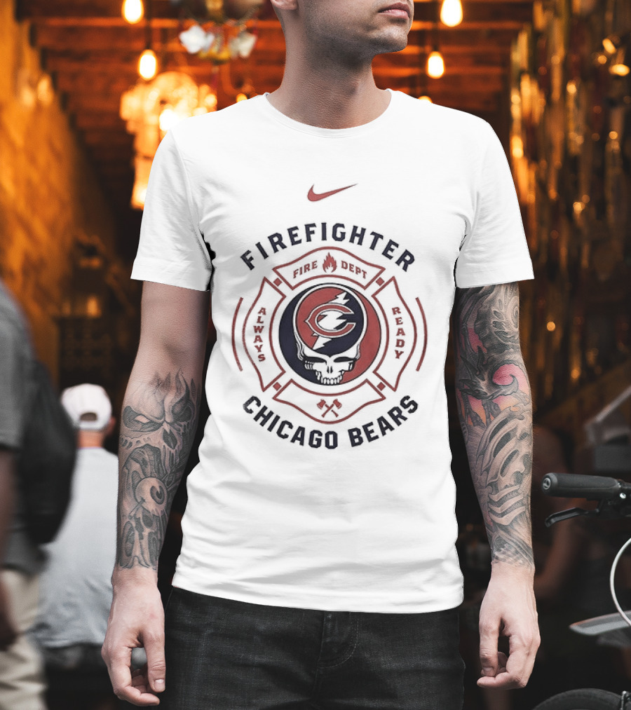 Nike Firefighter Chicago Bears Grateful Dead Collaboration T-Shirt