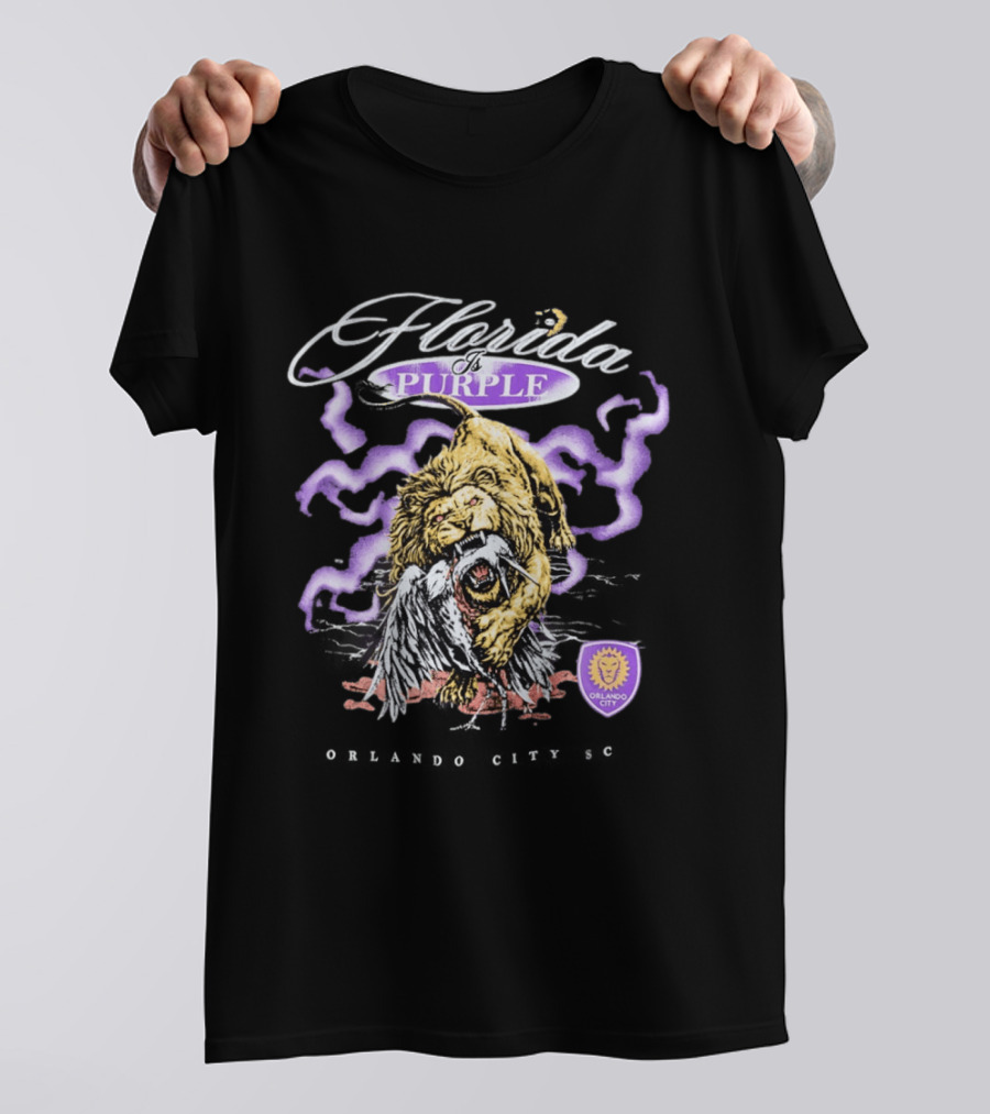 Florida Is Purple Orlando City SC Lion And Eagle Battle T-Shirt