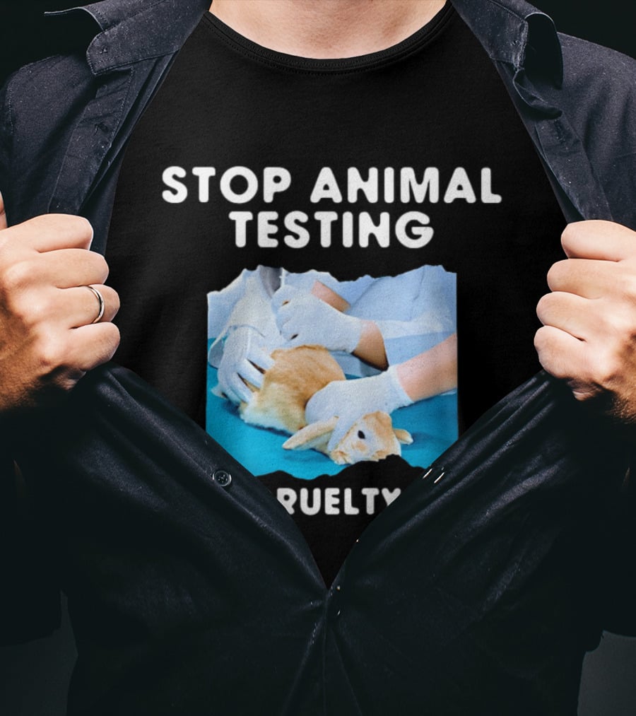Stop Animal Testing Buy Cruelty Free Rabbit Testing Protest Awareness T-Shirt