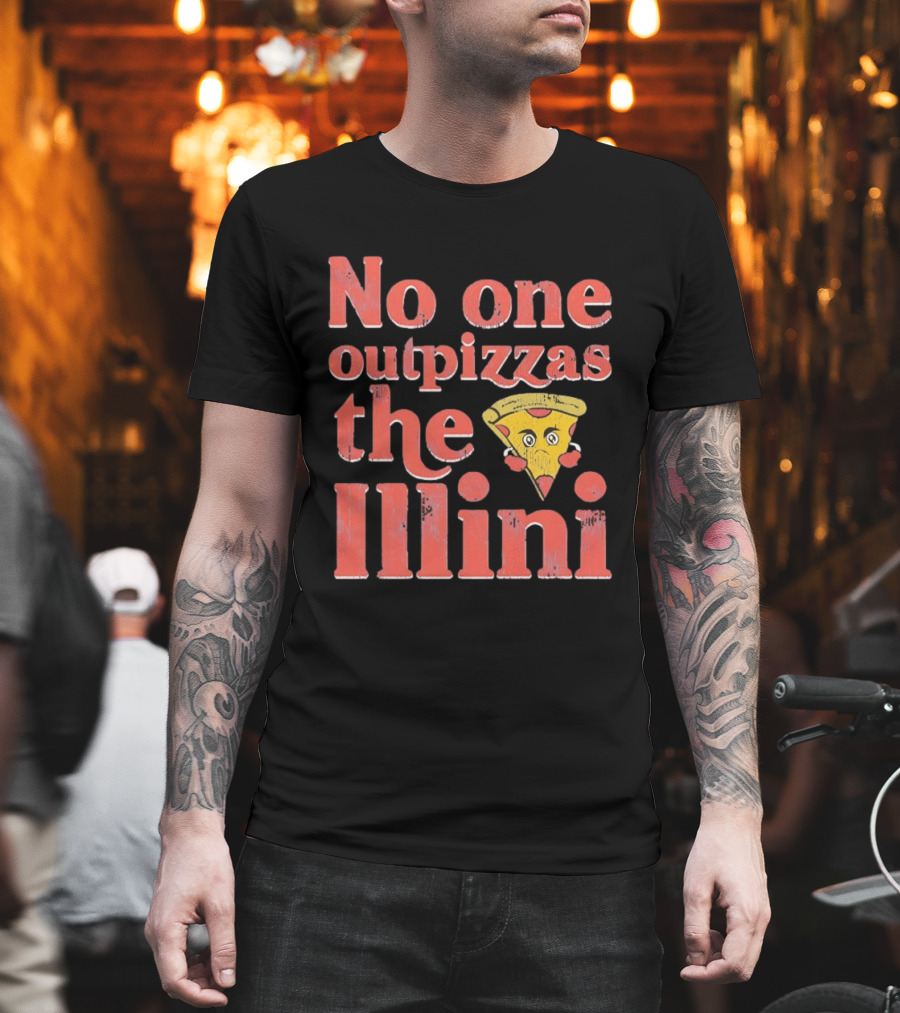 No One Outpizzas The Illini Pizza Face T-Shirt