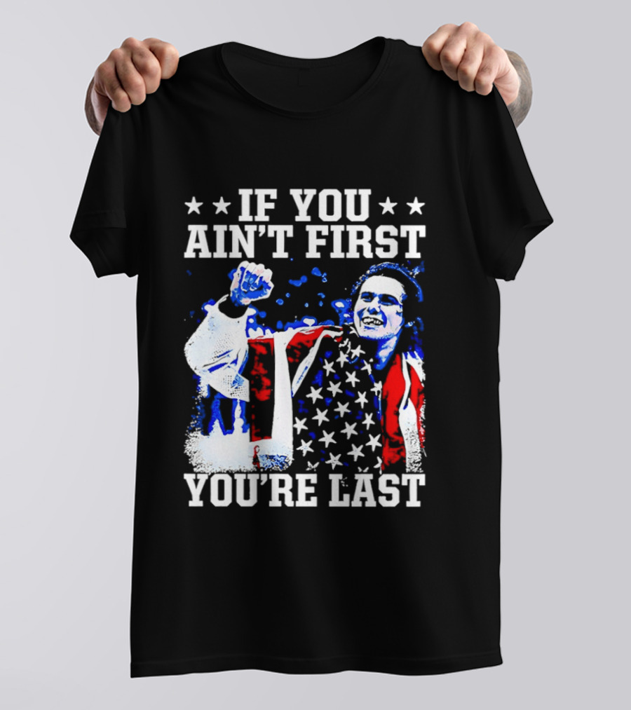 Jack Hughes If You Ain't First You're Last 2026 Winter Olympics USA Flag Victory T-Shirt