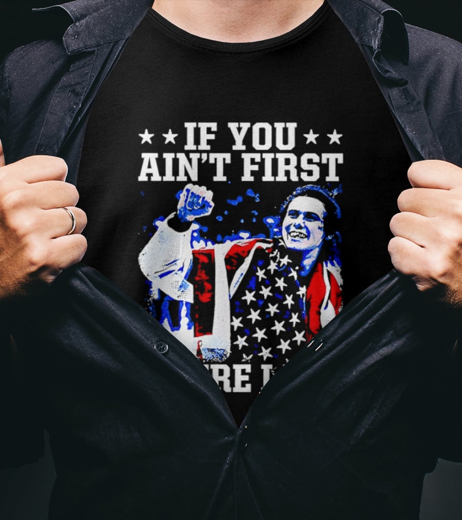 Jack Hughes If You Ain't First You're Last 2026 Winter Olympics USA Flag Victory T-Shirt