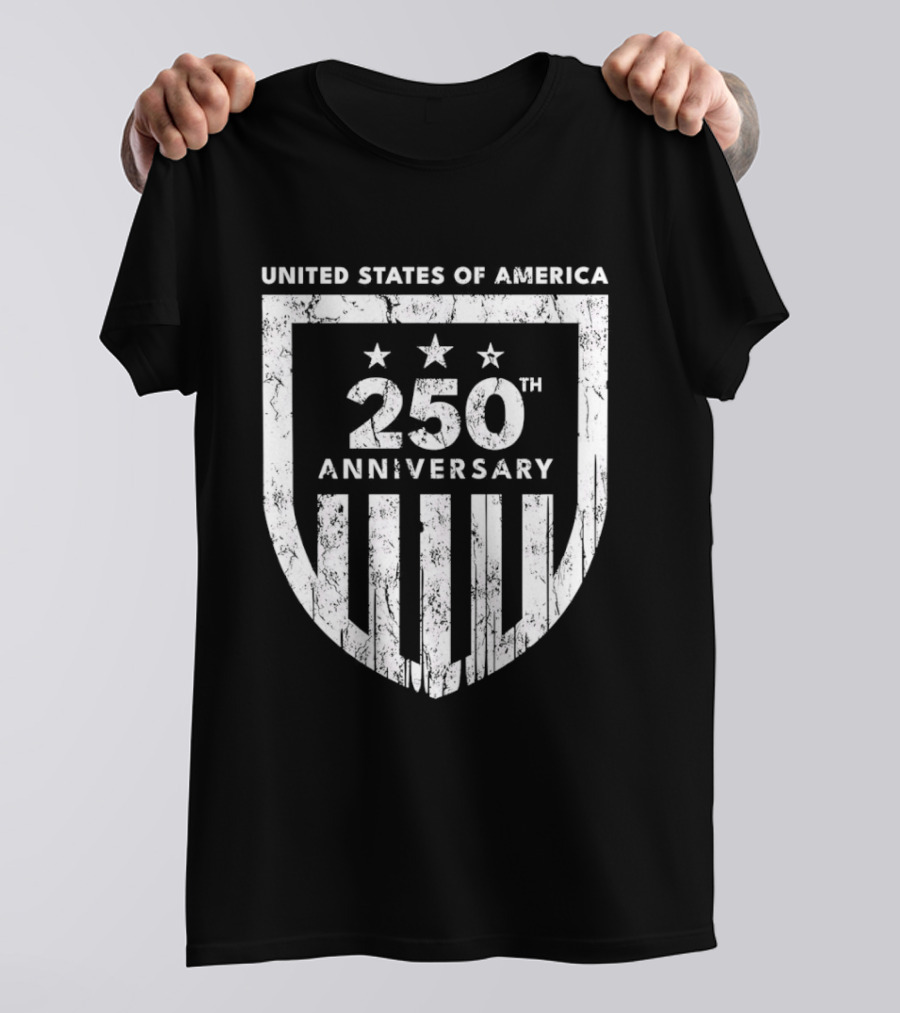 United States Of America 250th Anniversary Shield Stars Stripes T-Shirt