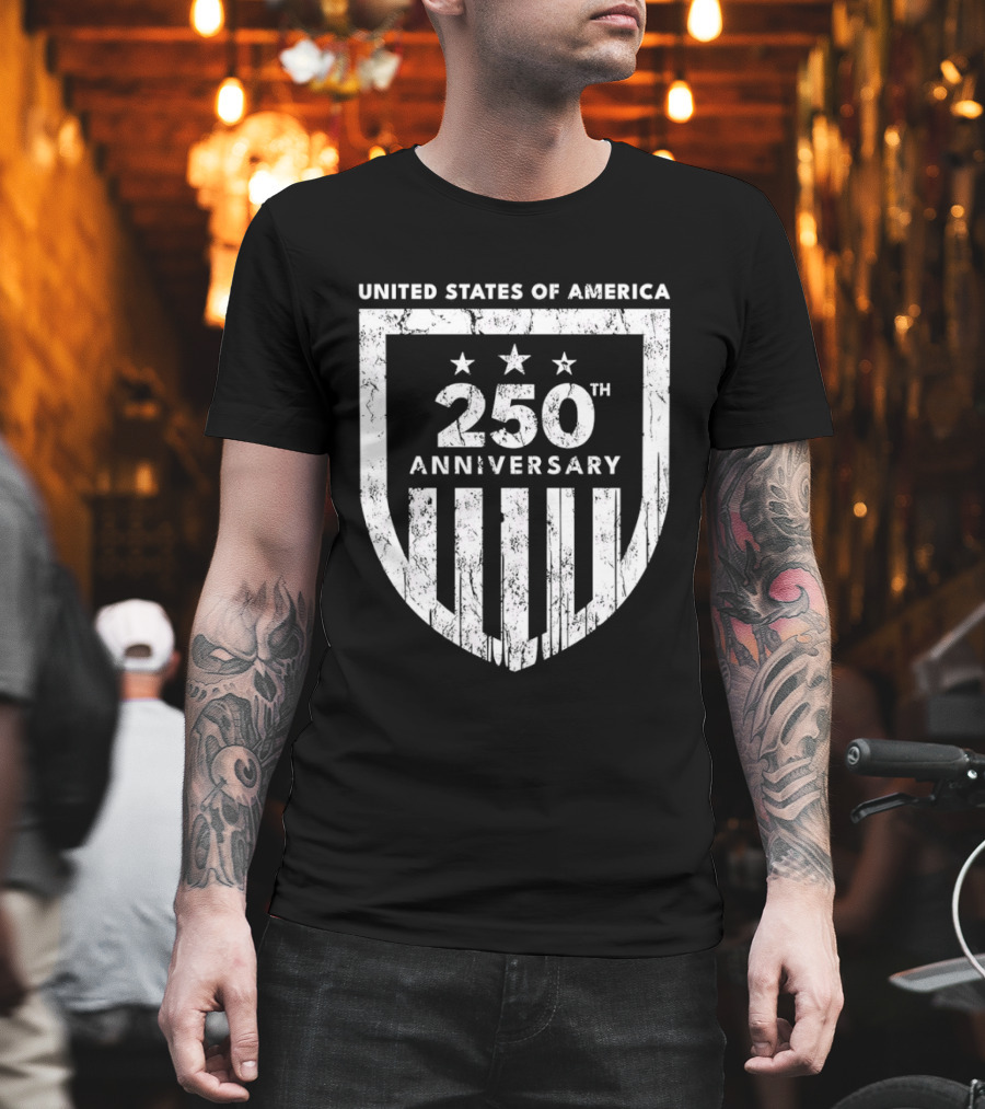 United States Of America 250th Anniversary Shield Stars Stripes T-Shirt