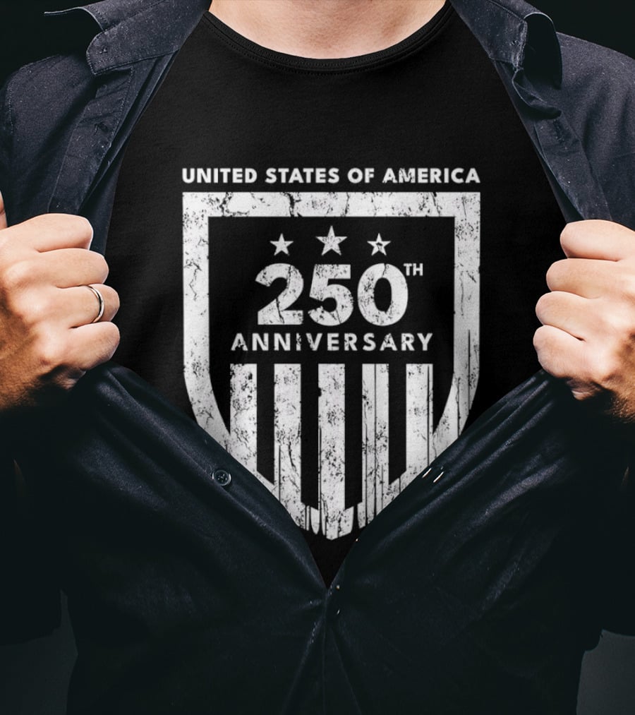 United States Of America 250th Anniversary Shield Stars Stripes T-Shirt