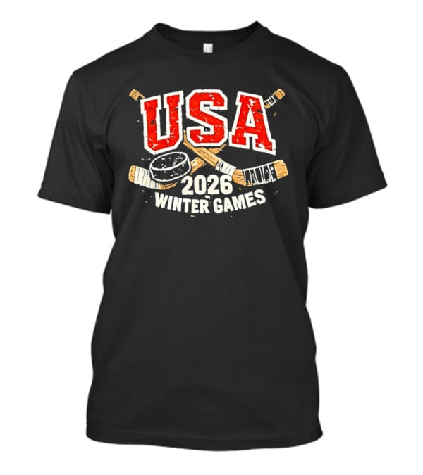 USA 2026 Winter Games Hockey Sticks And Puck T-Shirt