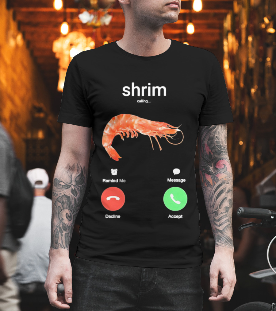 Shrim Phone Call User Interface Prank Joke Prawn Shrimp Emoji T-Shirt
