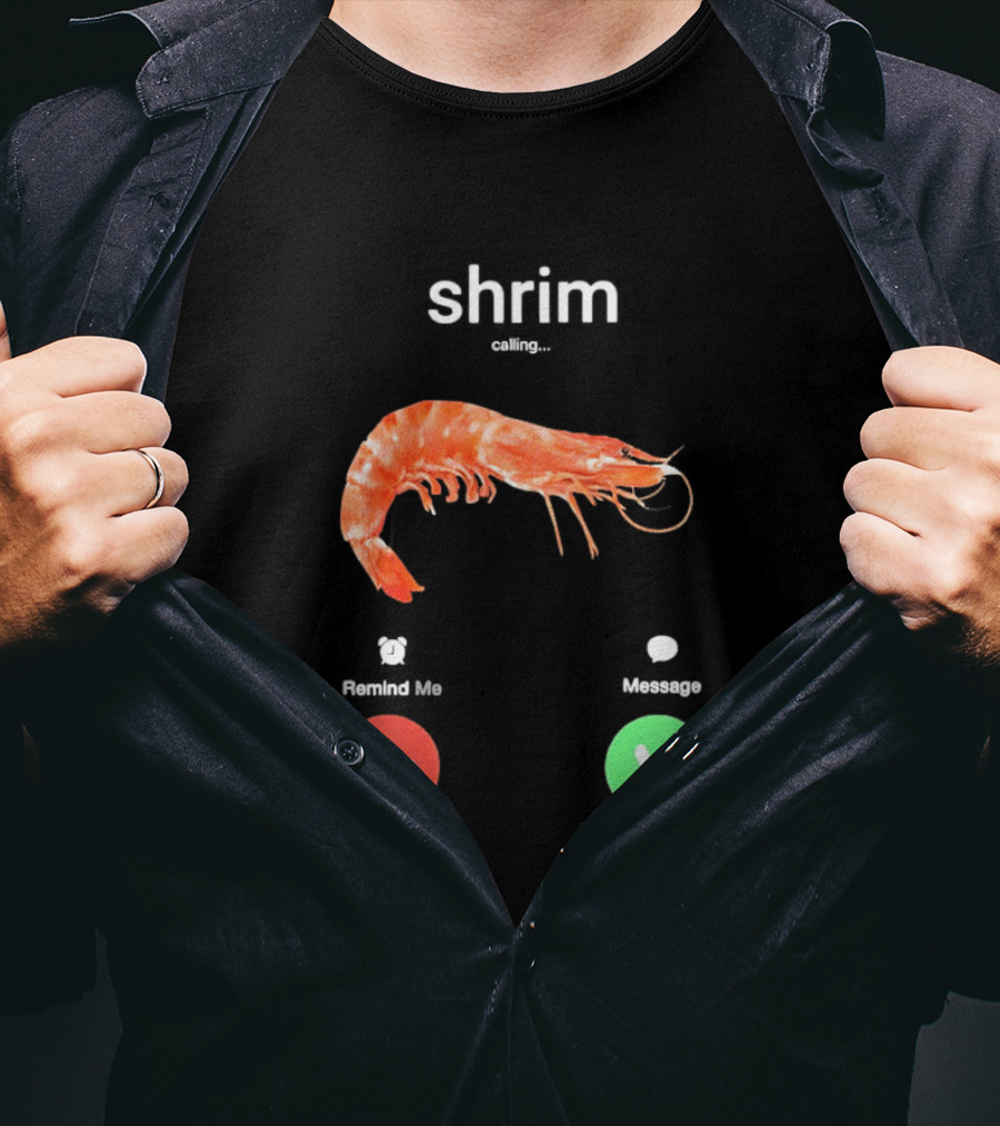 Shrim Phone Call User Interface Prank Joke Prawn Shrimp Emoji T-Shirt