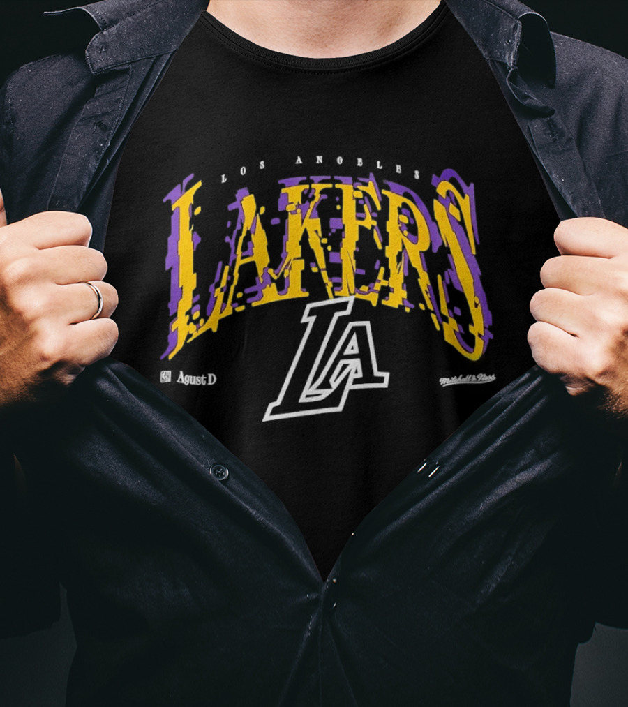 Los Angeles Lakers NBA Agust D Collaboration With Iconic Team Branding T-Shirt