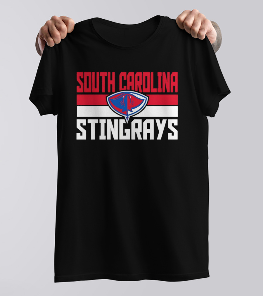 South Carolina Stingrays Hockey Team Logo Bold Red Blue White T-Shirt