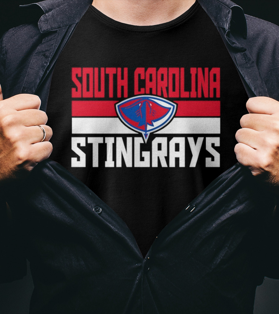South Carolina Stingrays Hockey Team Logo Bold Red Blue White T-Shirt