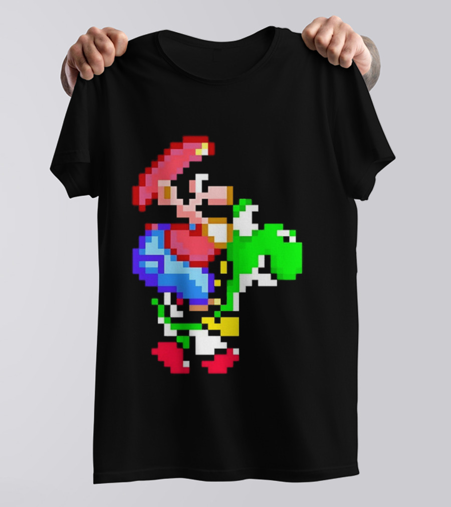 Mario And Yoshi Super Mario World Pixel T-Shirt
