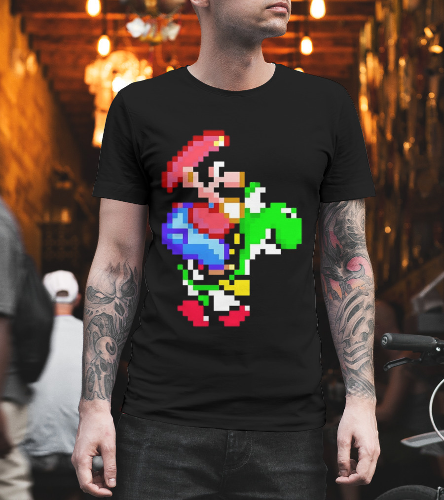 Mario And Yoshi Super Mario World Pixel T-Shirt