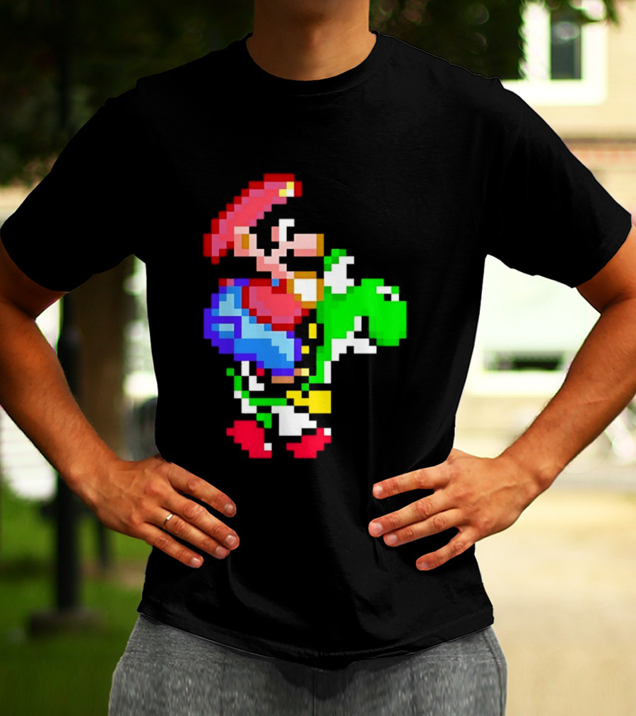 Mario And Yoshi Super Mario World Pixel T-Shirt