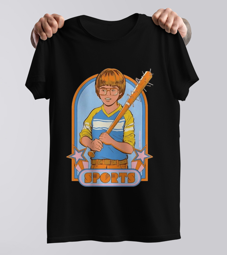 Steven Rhodes Retro Sports Baseball Bat Boy With Glasses T-Shirt