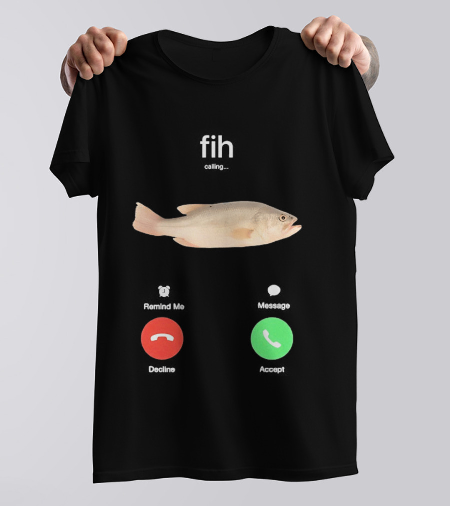 Fish Phone Call Funny User Interface Comedy T-Shirt