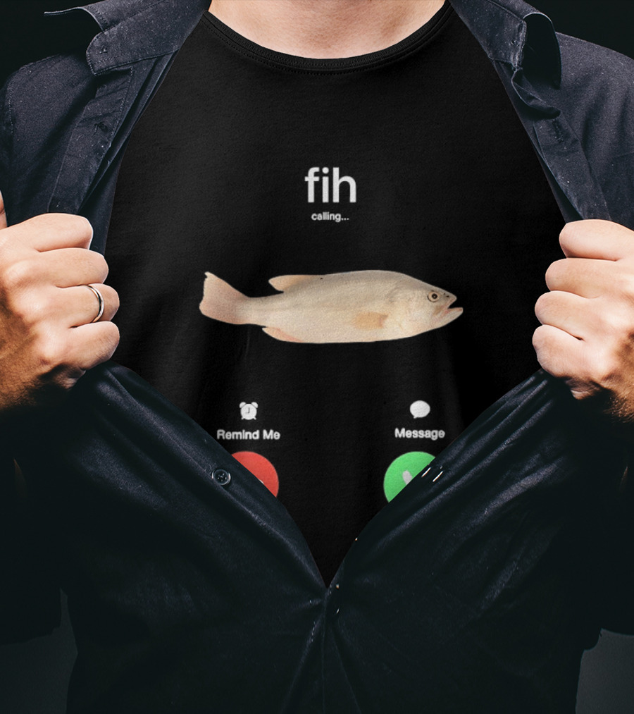Fish Phone Call Funny User Interface Comedy T-Shirt