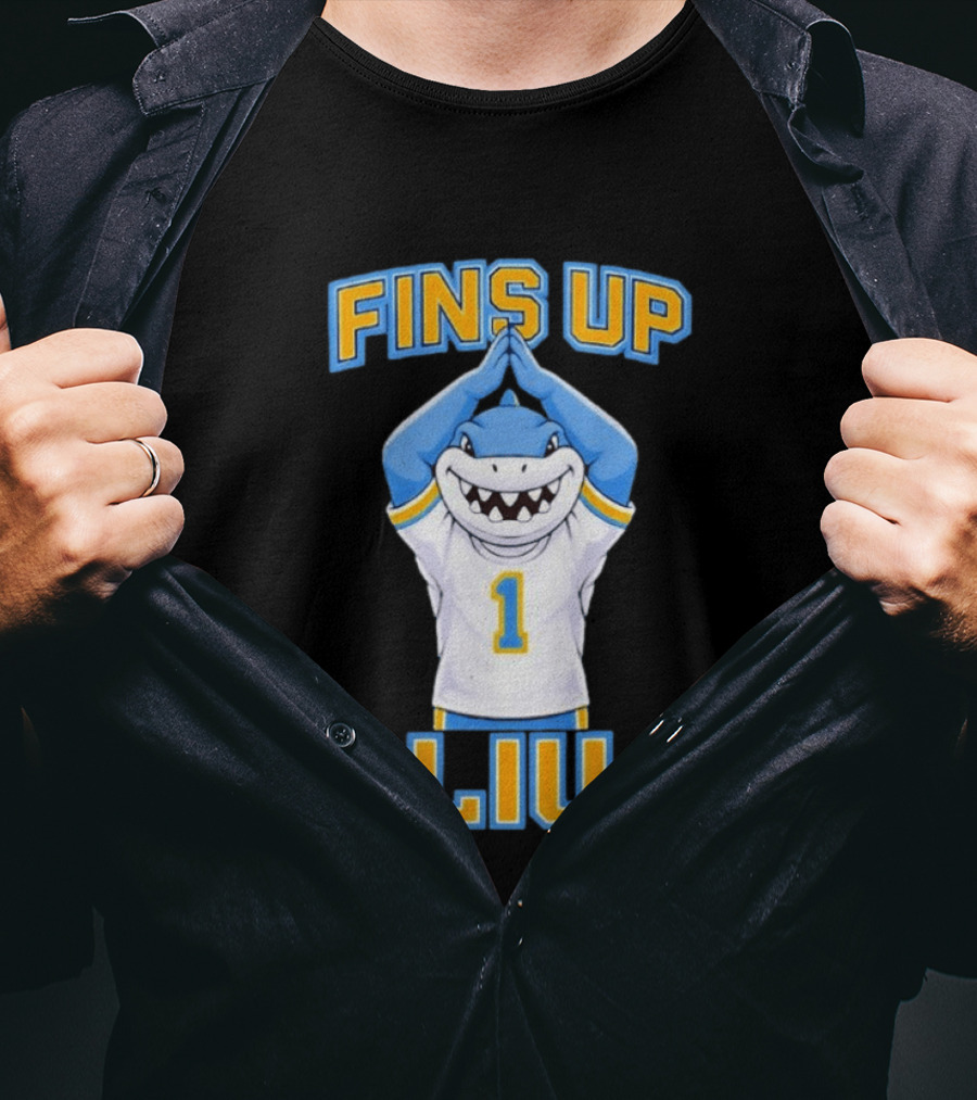 LIU Sharks Fins Up Number 1 Celebration T-Shirt