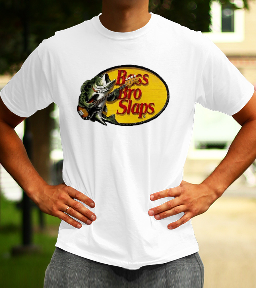 Bass Bro Slaps Fish Playing Electric Guitar T-Shirt