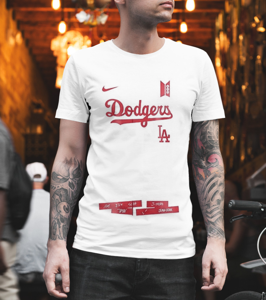 Los Angeles Dodgers BTS World Tour Tracklist Collaboration T-Shirt