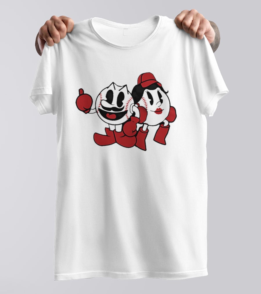 Cincinnati Reds Mr And Ms Baseball Cartoon T-Shirt