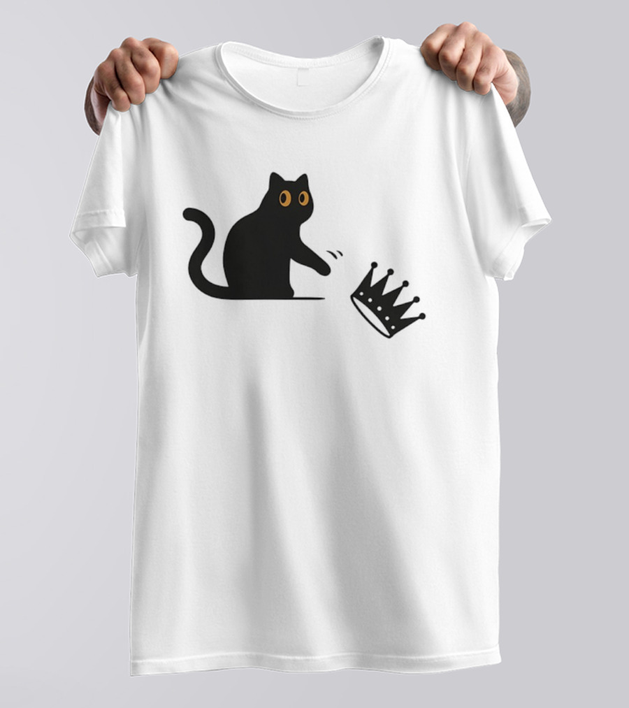 No Kings Cat 2026 Meme Black Cat And Crown T-Shirt