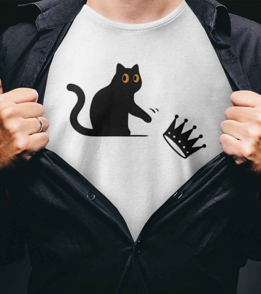 No Kings Cat 2026 Meme Black Cat And Crown T-Shirt