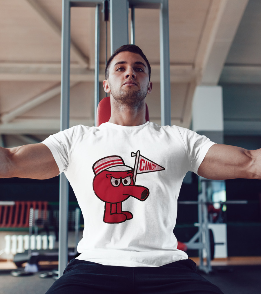 Redbert Cincinnati Reds Queen City Cincy Flag 8 Bit T-Shirt