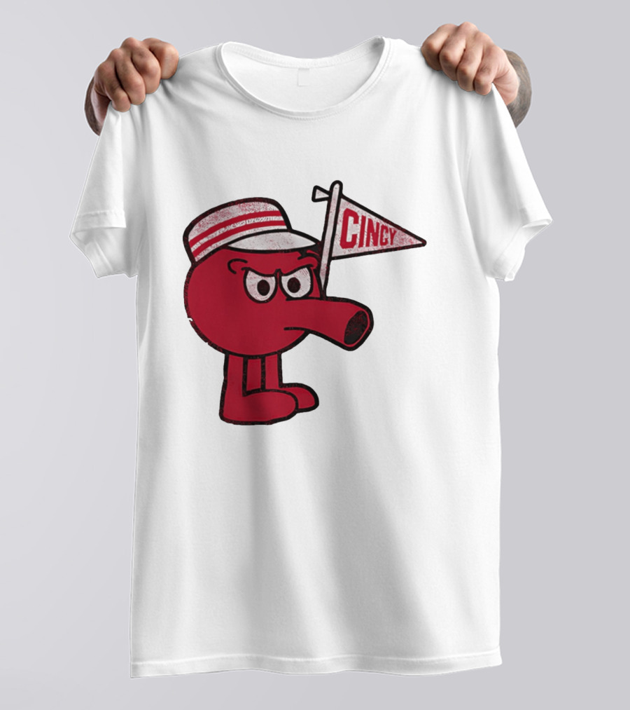 Redbert Cincinnati Reds Queen City Cincy Flag 8 Bit T-Shirt