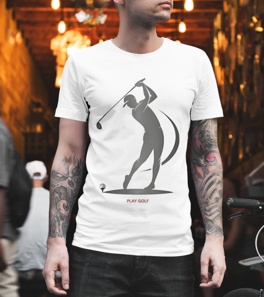 Play Golf Silhouette Of Man Swinging Club T-Shirt