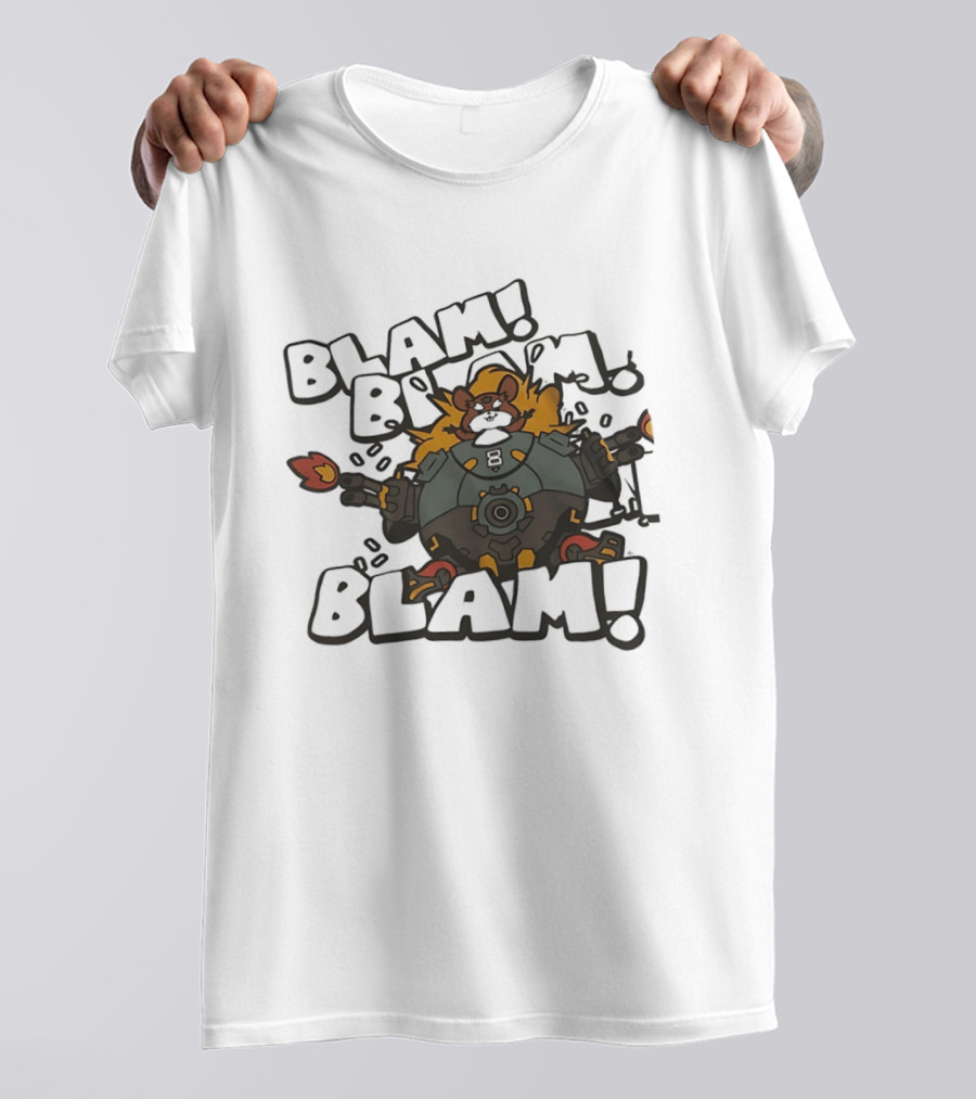 Wrecking Ball Blam Blam Blam Over Hamster Mech Action T-Shirt