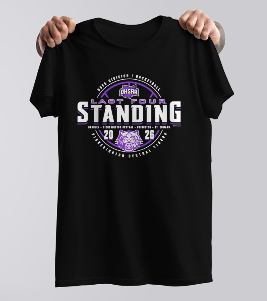 OHSAA 2026 Boys Basketball Division I Last Four Standing Pickerington Central Tigers T-Shirt