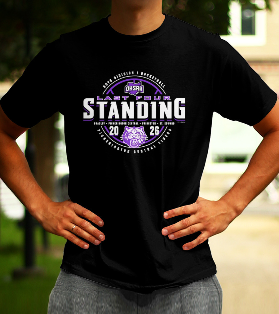 OHSAA 2026 Boys Basketball Division I Last Four Standing Pickerington Central Tigers T-Shirt