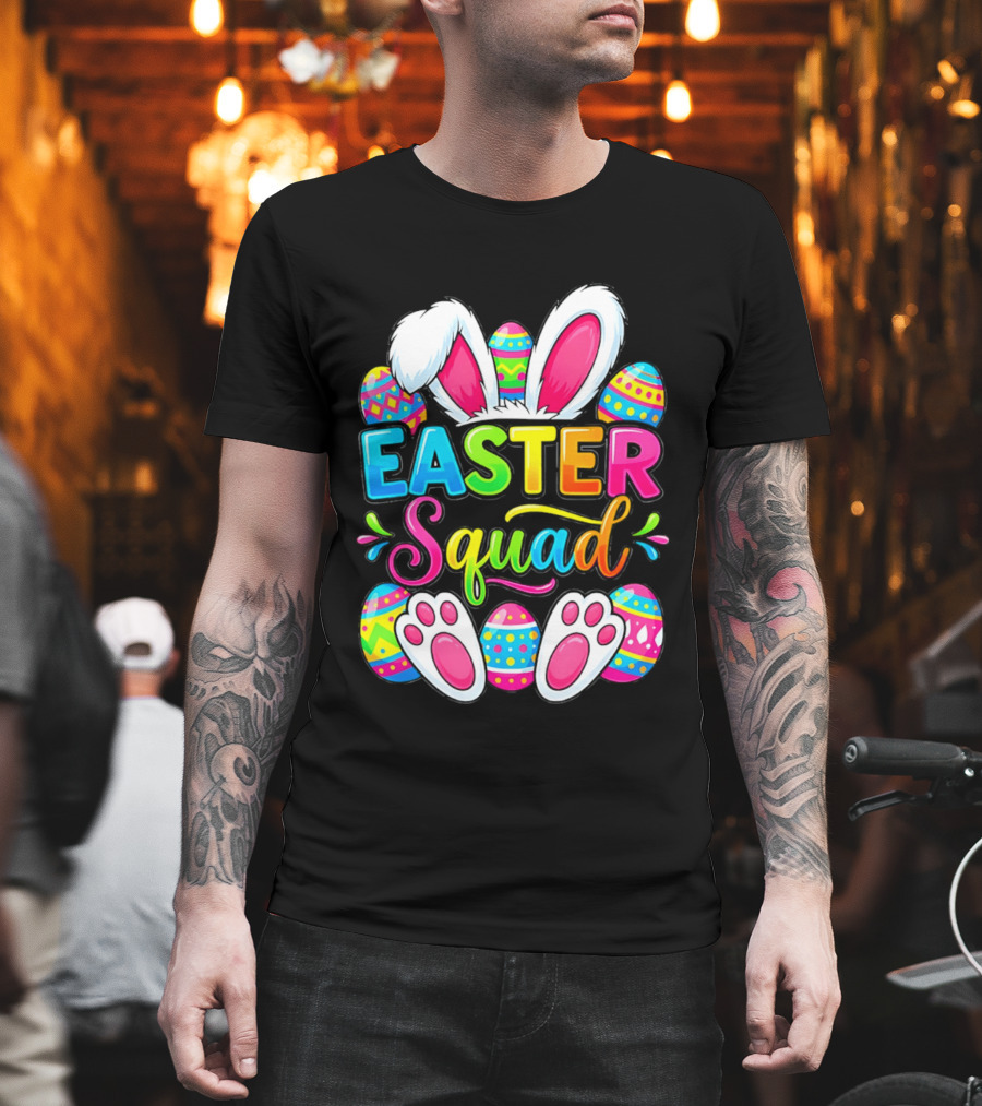Easter Squad Bunny Ears Colorful Egg Hunt Matching Family 2026 T-Shirt