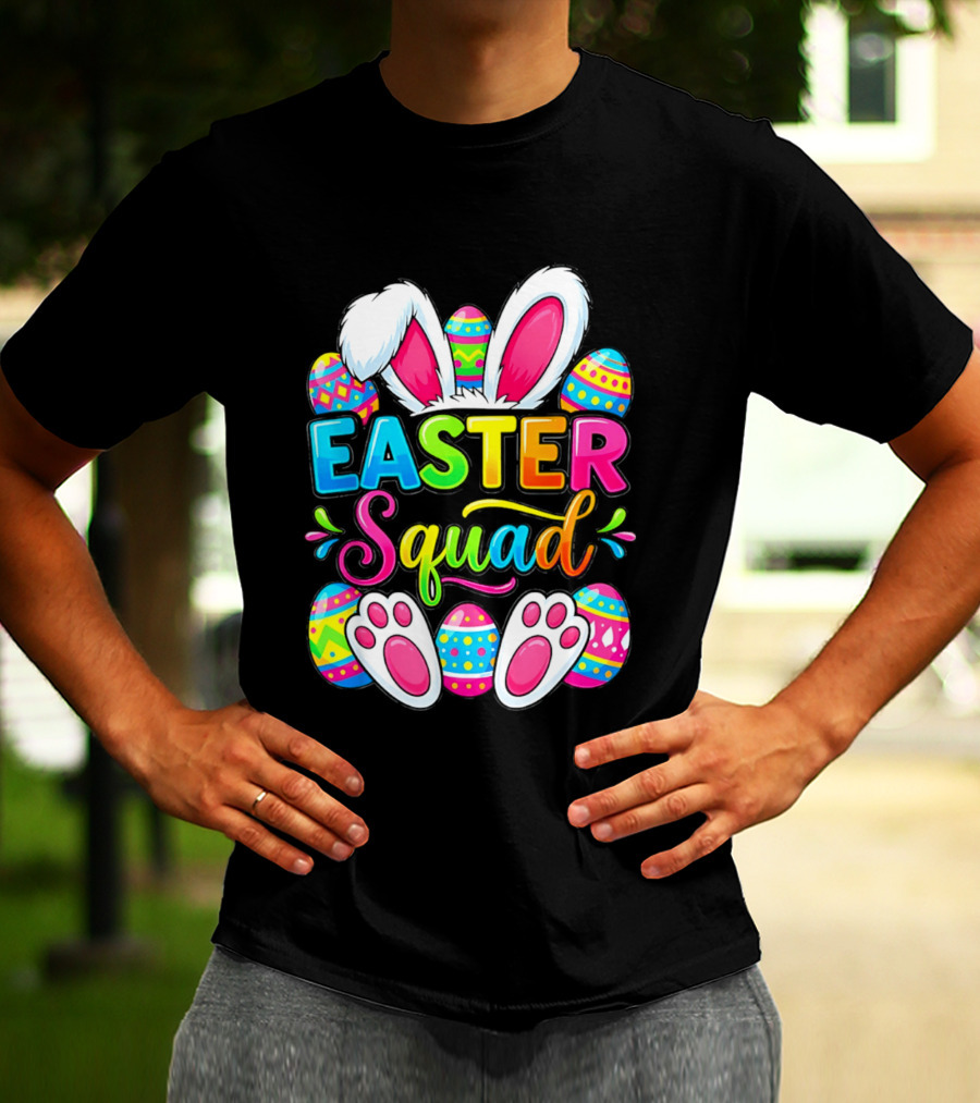 Easter Squad Bunny Ears Colorful Egg Hunt Matching Family 2026 T-Shirt