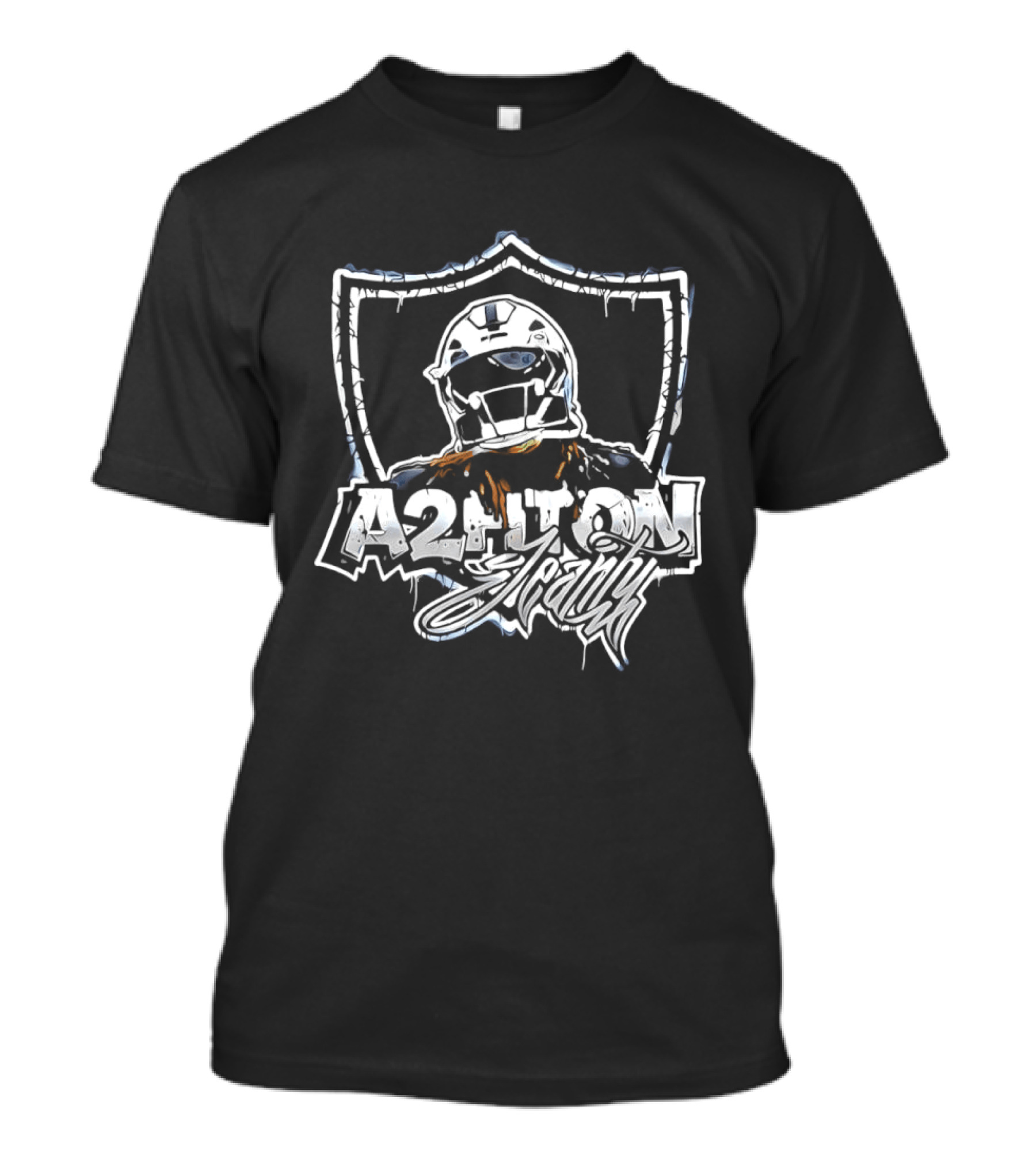 A2HTON Ashton Jeanty Las Vegas Raiders Graffiti Style Helmet Shield T-Shirt