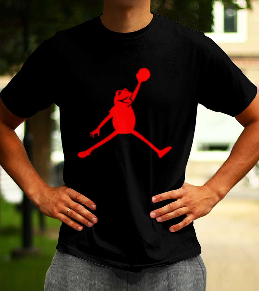 Jordan Frogs Jump Dunkman Kermit Parody Red T-Shirt