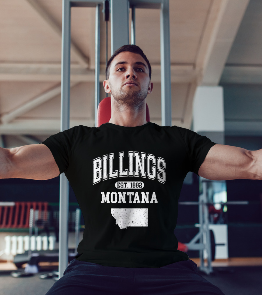 Billings Montana Est 1882 Varsity With State Map T-Shirt