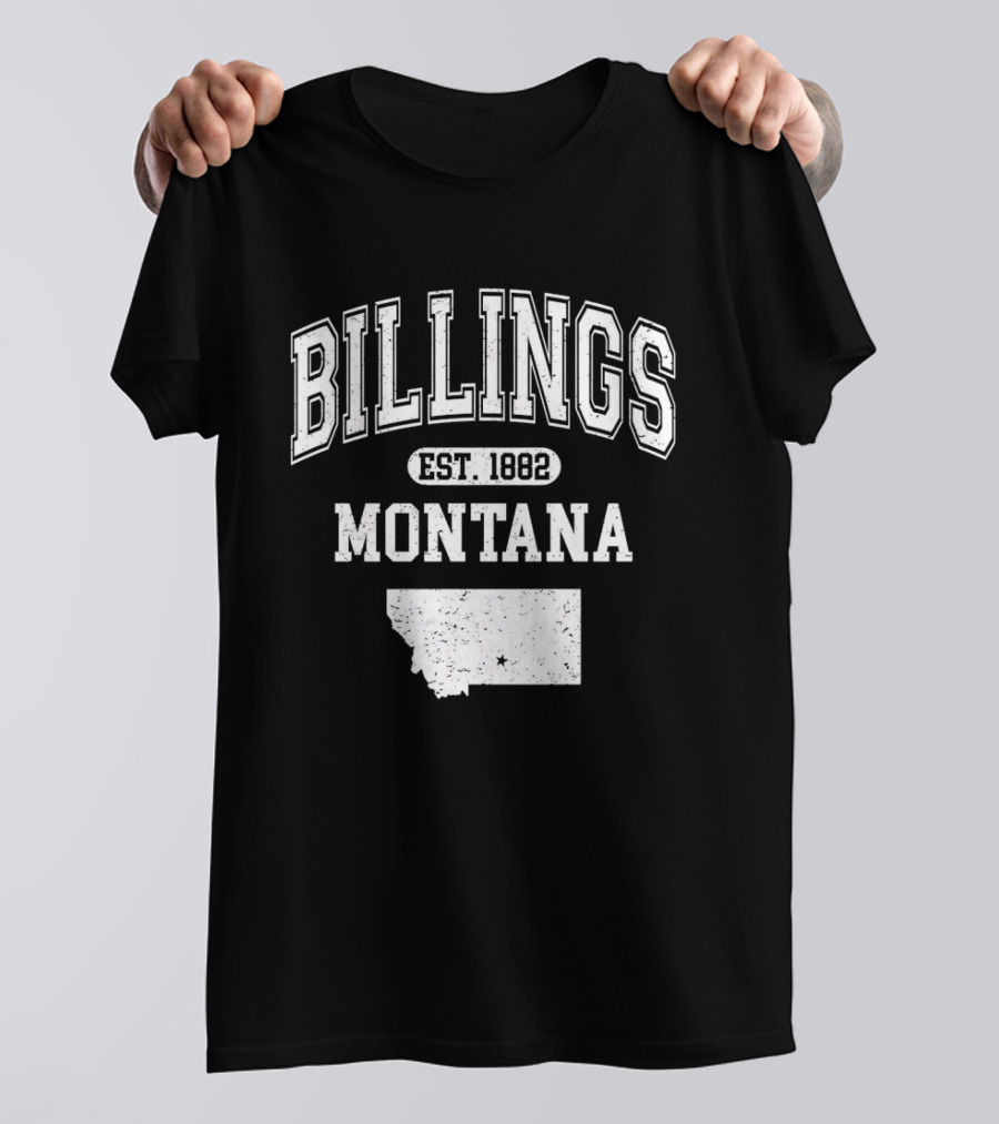 Billings Montana Est 1882 Varsity With State Map T-Shirt