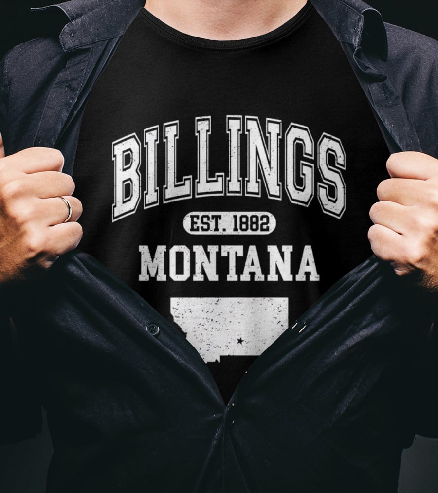 Billings Montana Est 1882 Varsity With State Map T-Shirt