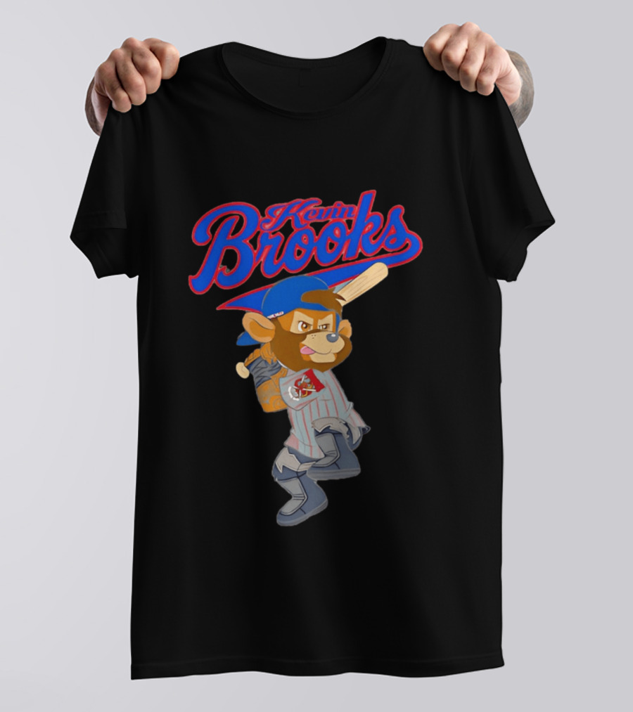 Kevin Brooks Cartoon Baseball Character With Bat And Jersey T-Shirt