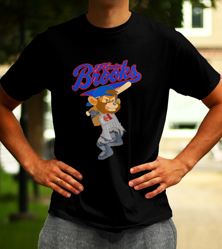 Kevin Brooks Cartoon Baseball Character With Bat And Jersey T-Shirt